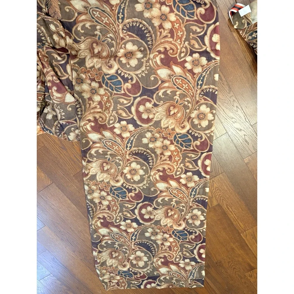 JC Penny Waterfall Valance + 2 Panels Floral Paisley With Beaded Tassel Set Of 7